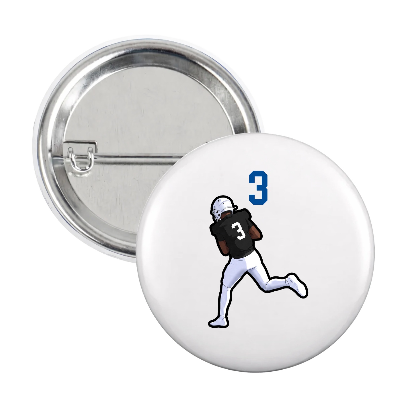 Game Day Button — Number Top in White