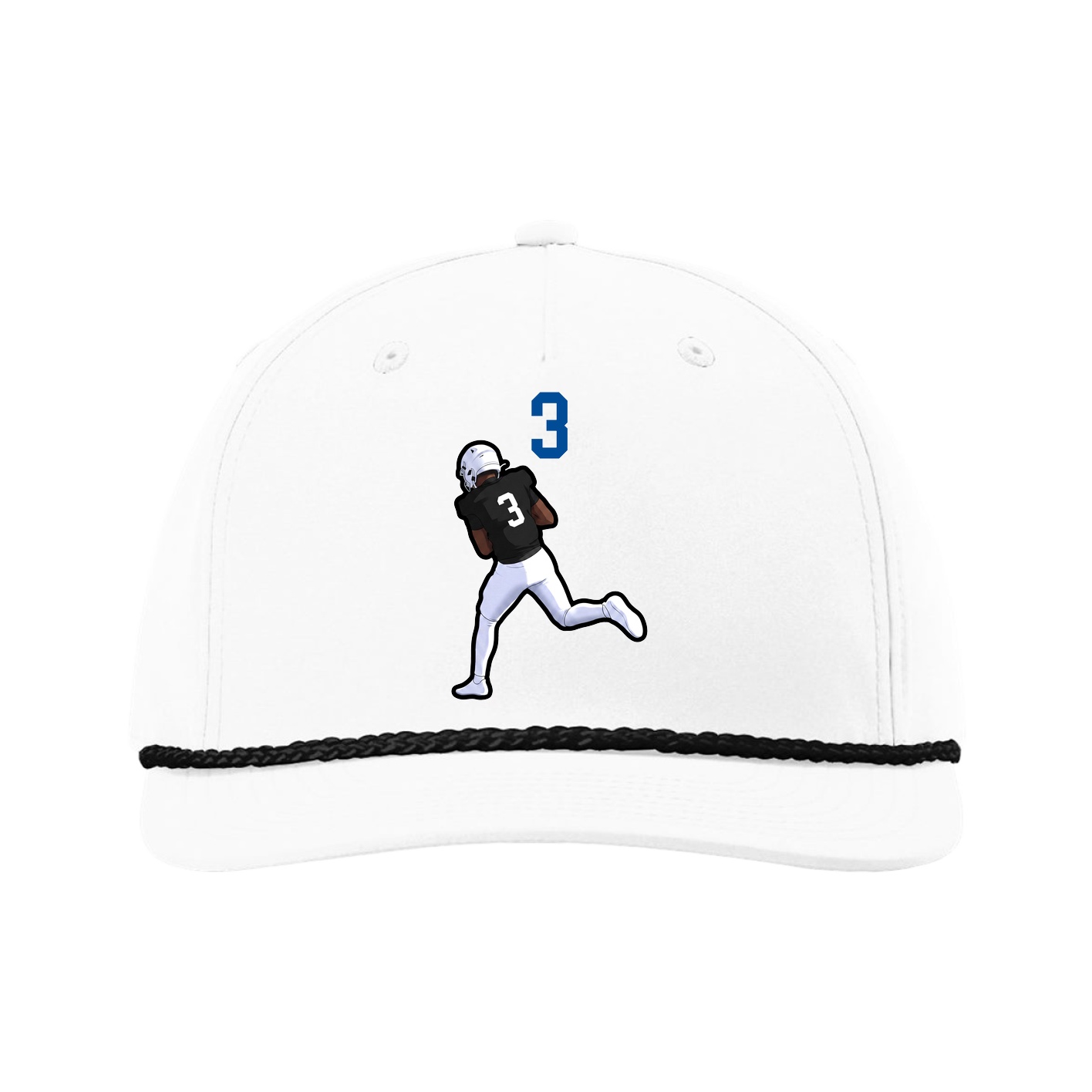 Five-Panel Classic Rope Cap — Number Top in White
