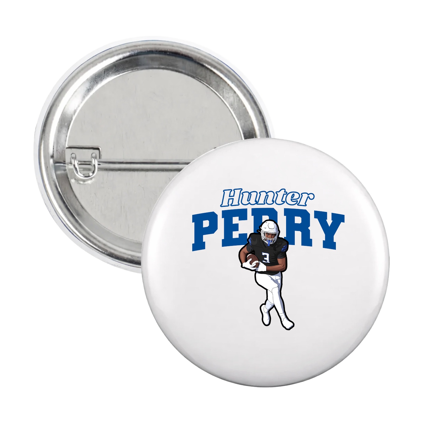 Game Day Button — Name Arch in White