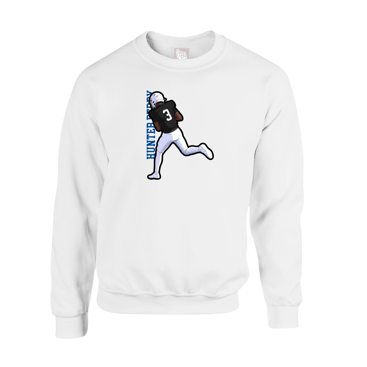 Fleece Crew — Name Vertical in White