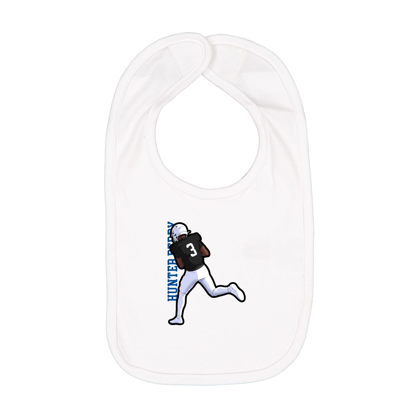 Infant Bib — Name Vertical in White
