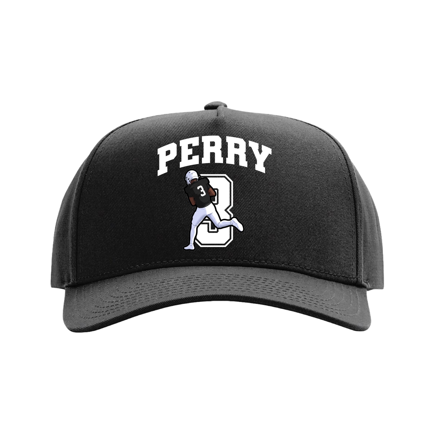 Full Fabric Five-Panel Champ Cap — Number in Black