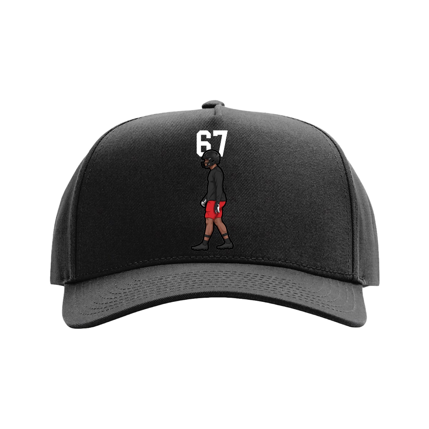 Full Fabric Five-Panel Champ Cap — Number Top in Black