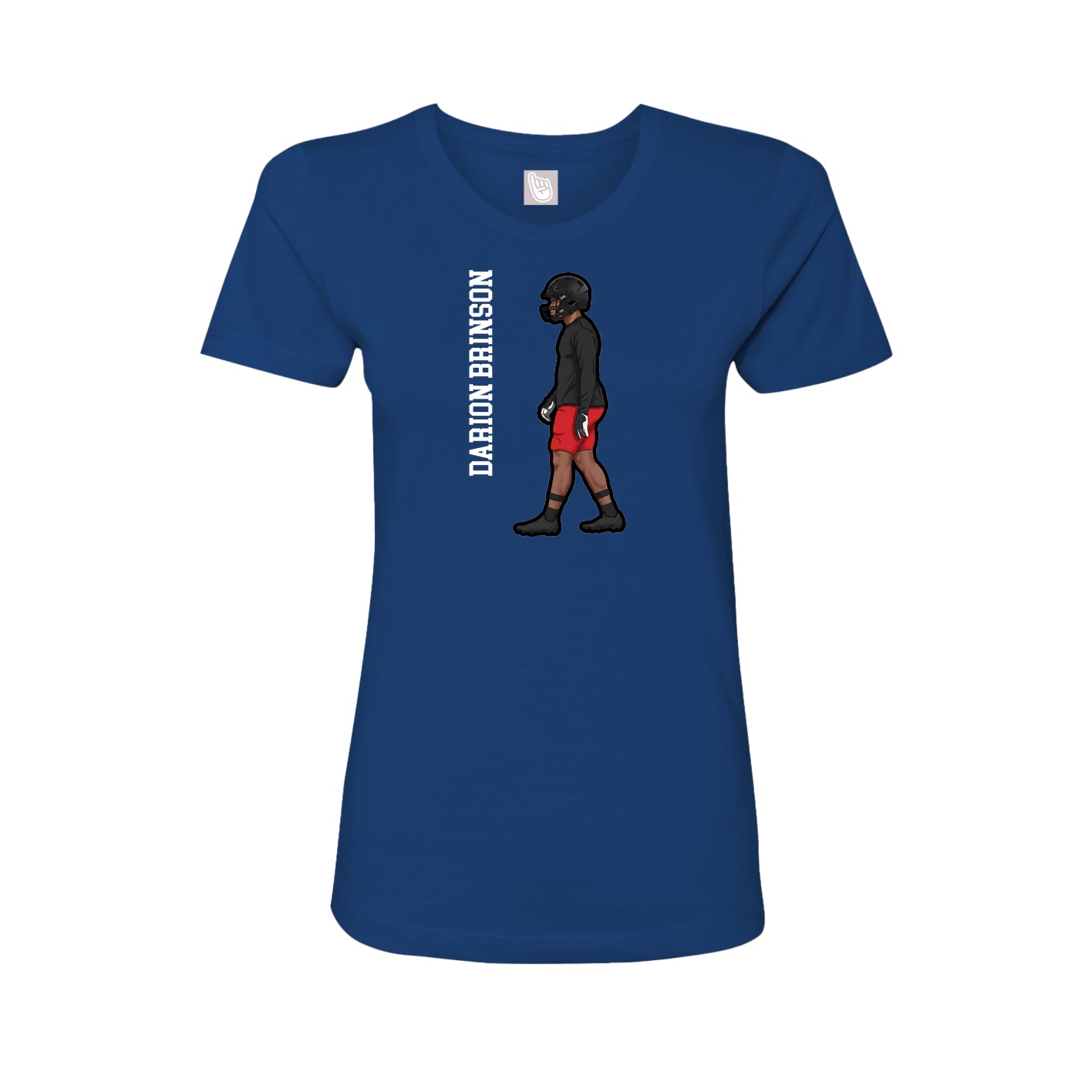Fitted Women's Tee — Name Vertical in Royal