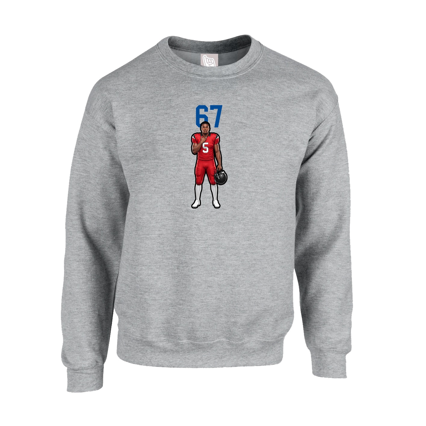 Fleece Crew — Number Top in Grey