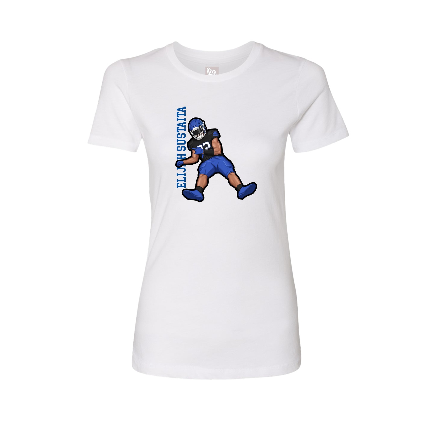 Fitted Women's Tee — Name Vertical in White