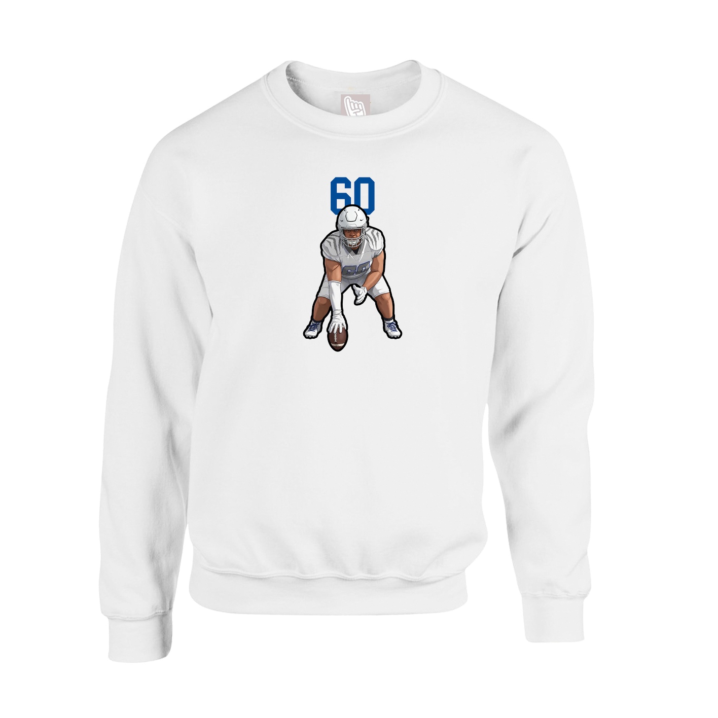 Fleece Crew — Number Top in White