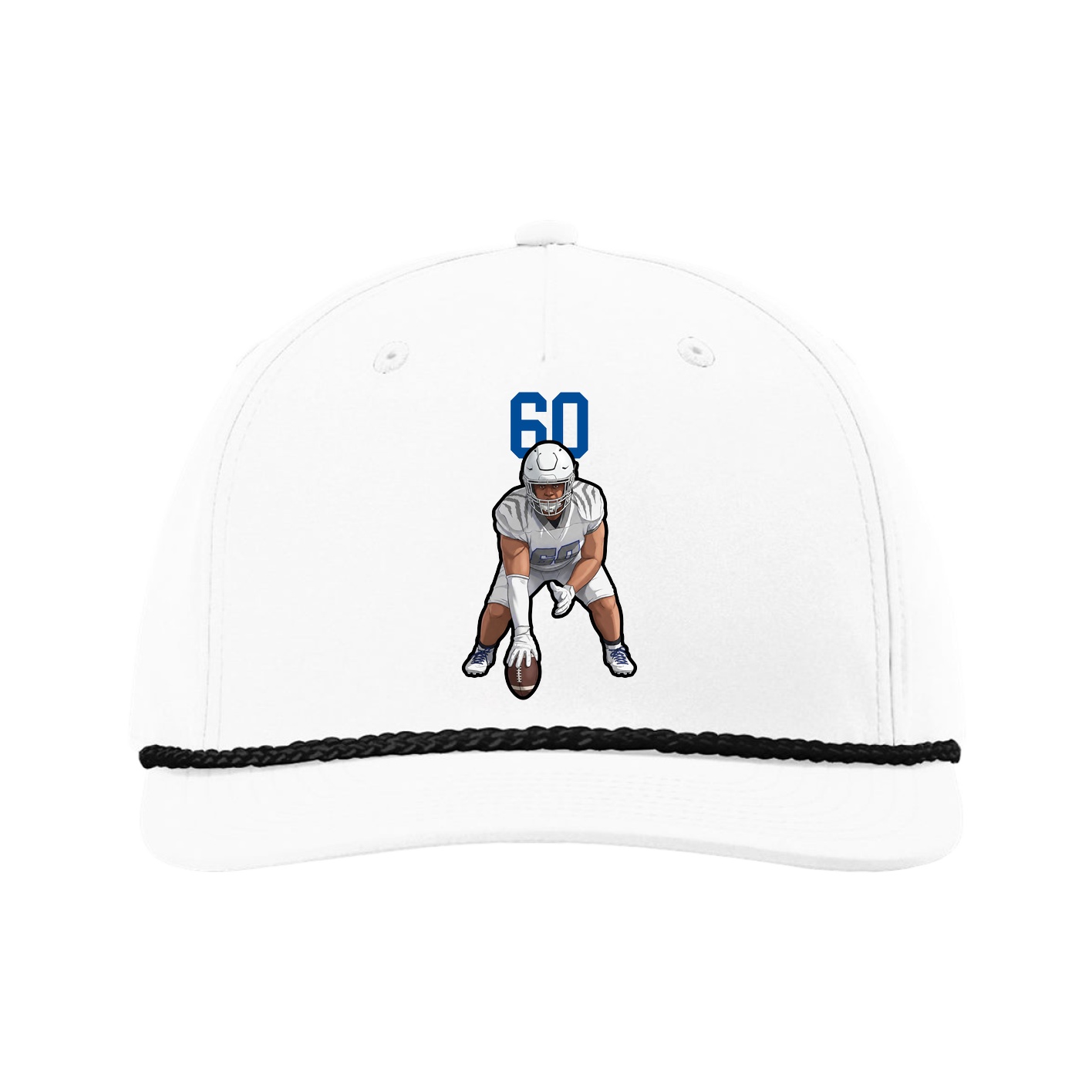 Five-Panel Classic Rope Cap — Number Top in White