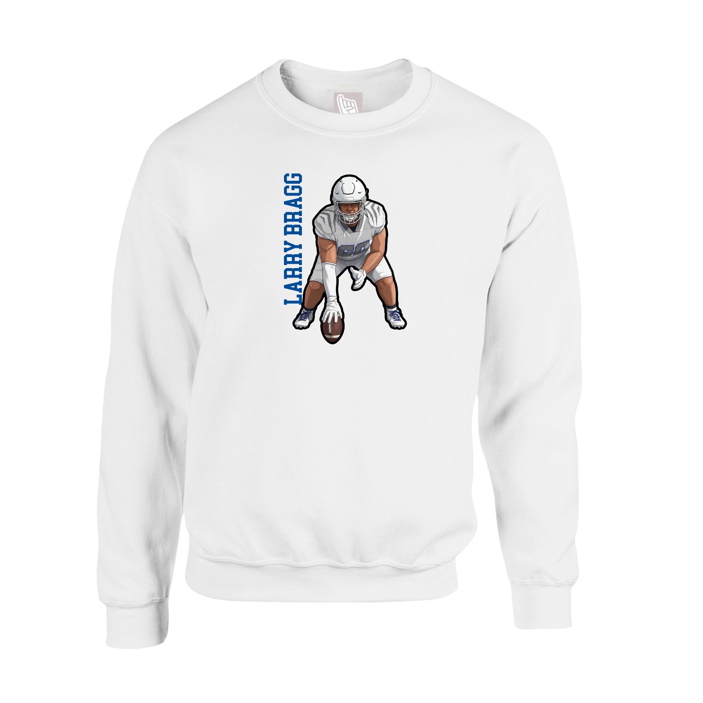 Fleece Crew — Name Vertical in White