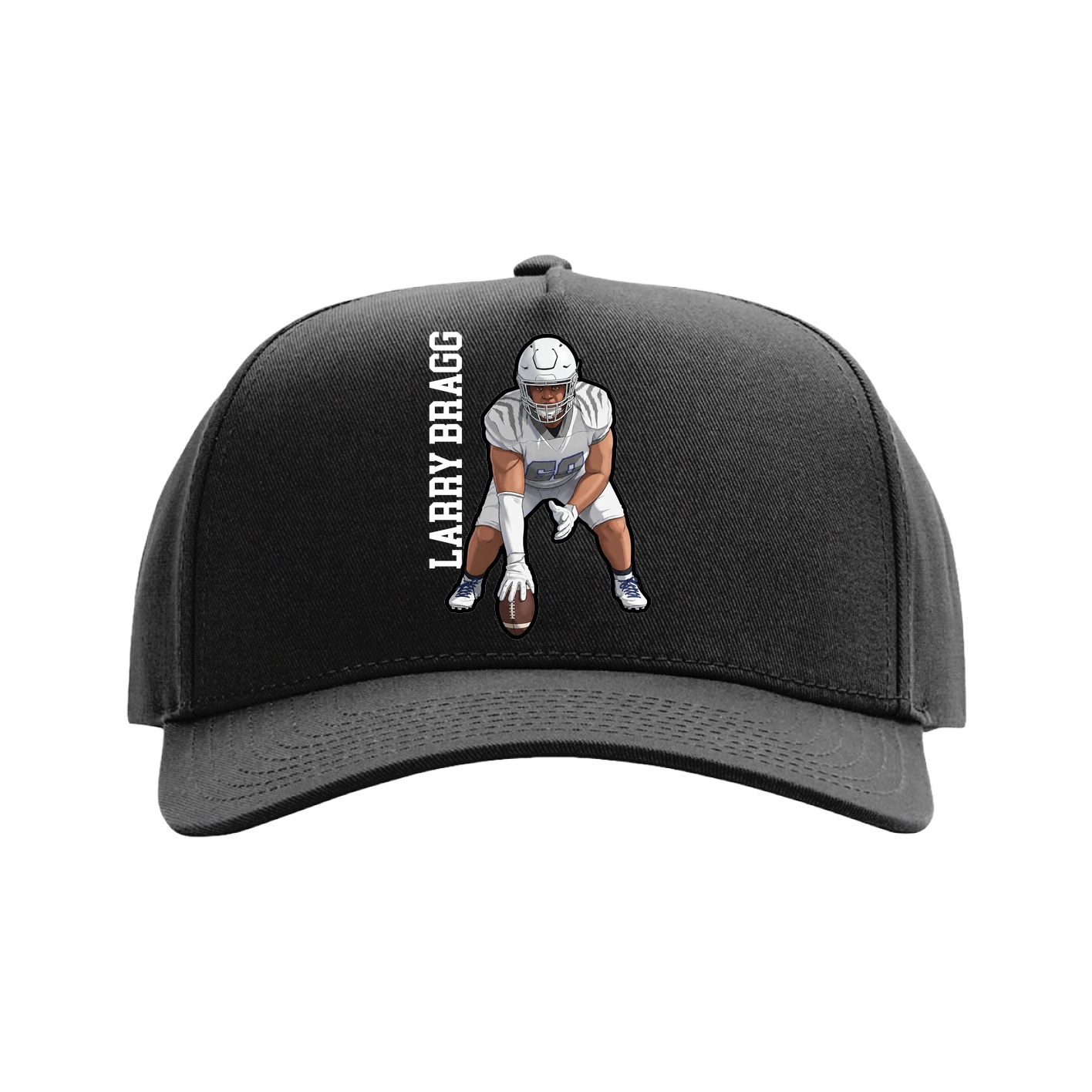 Full Fabric Five-Panel Champ Cap — Name Vertical in Black