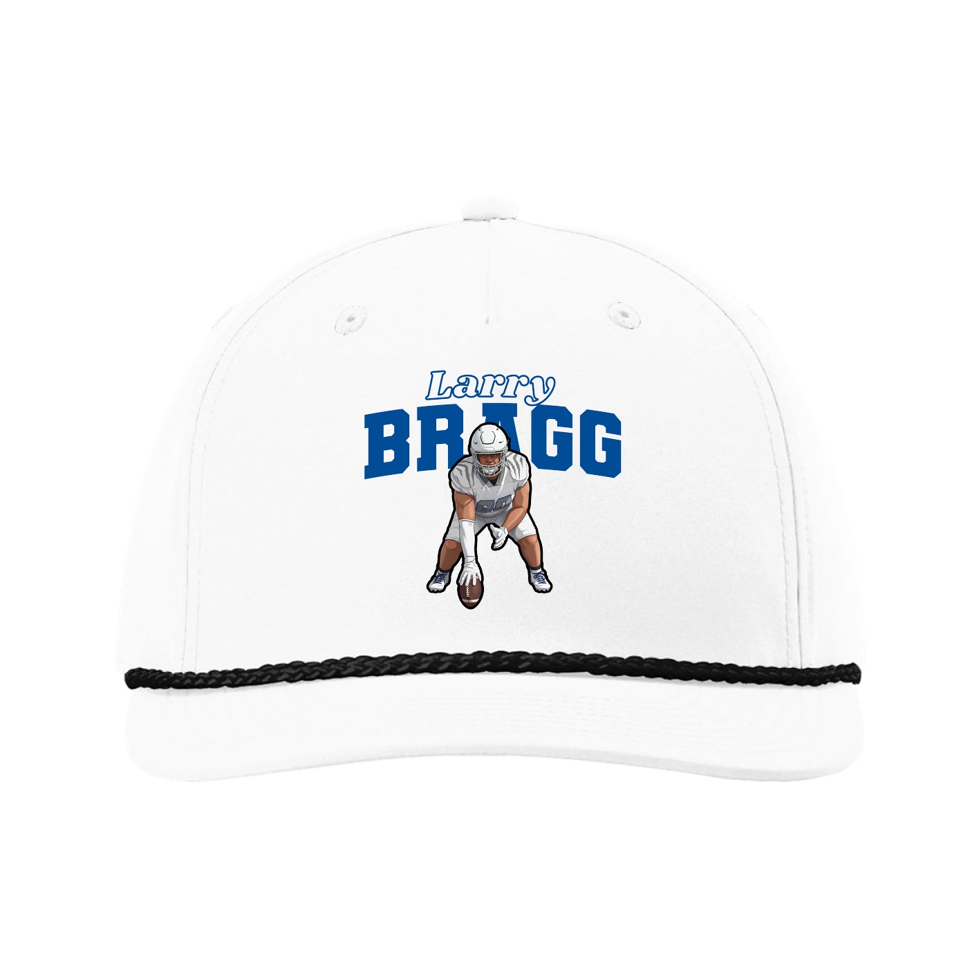 Five-Panel Classic Rope Cap — Name Arch in White