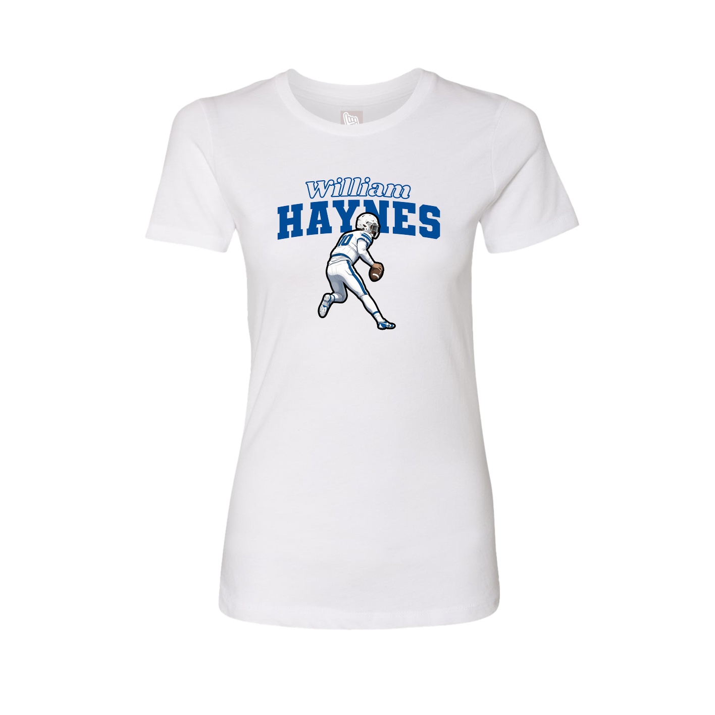 Fitted Women's Tee — Name Arch in White