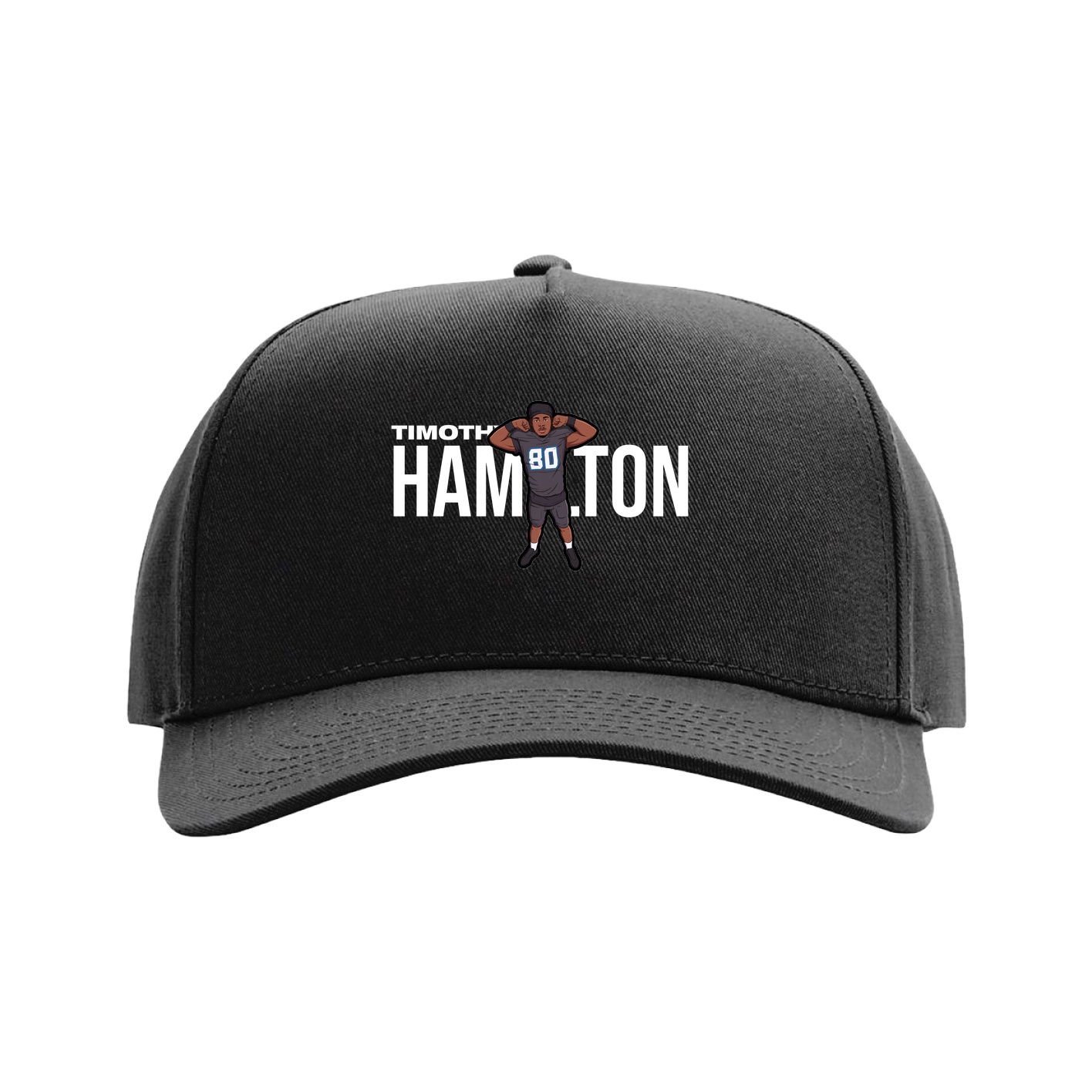 Full Fabric Five-Panel Champ Cap — Player Name in Black
