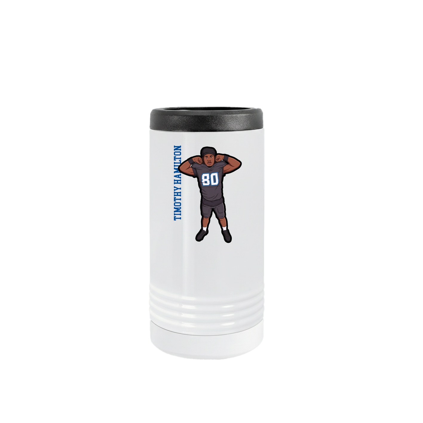 Slim Beverage Holder — Name Vertical in White