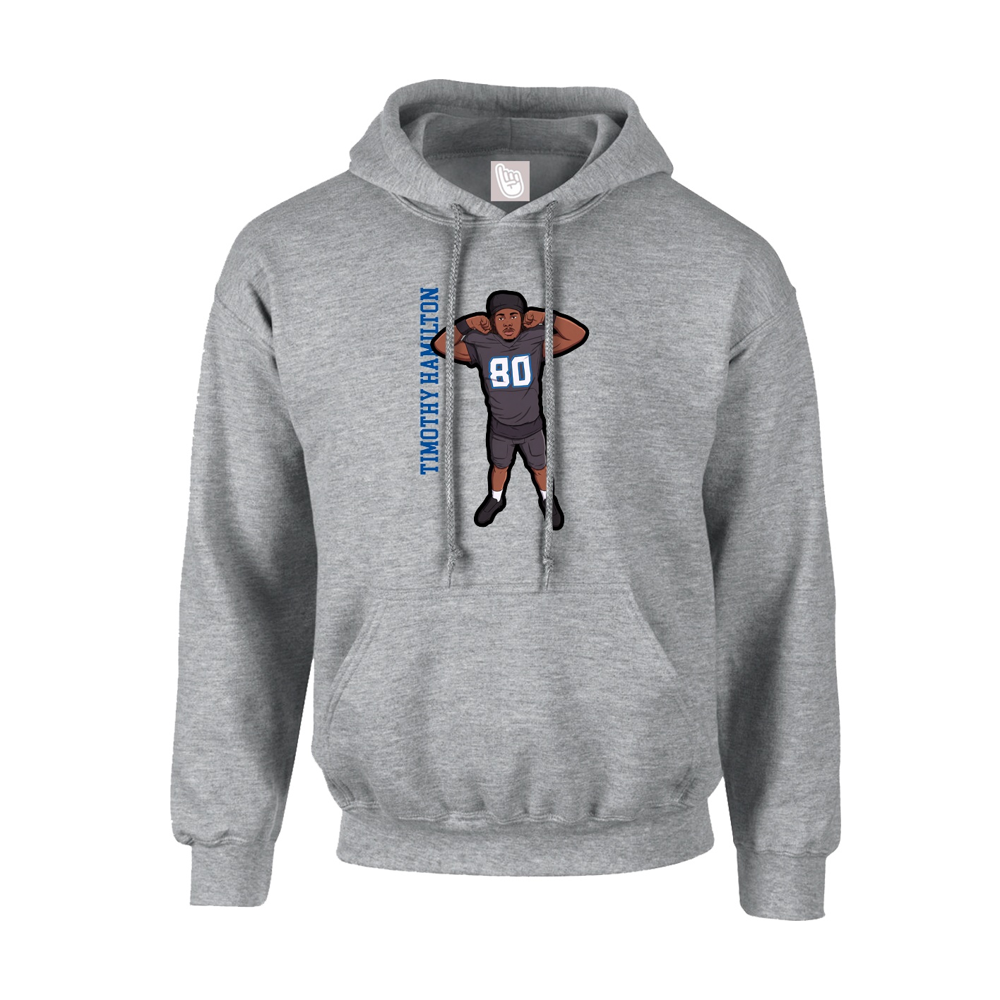 Hoodie — Name Vertical in Grey