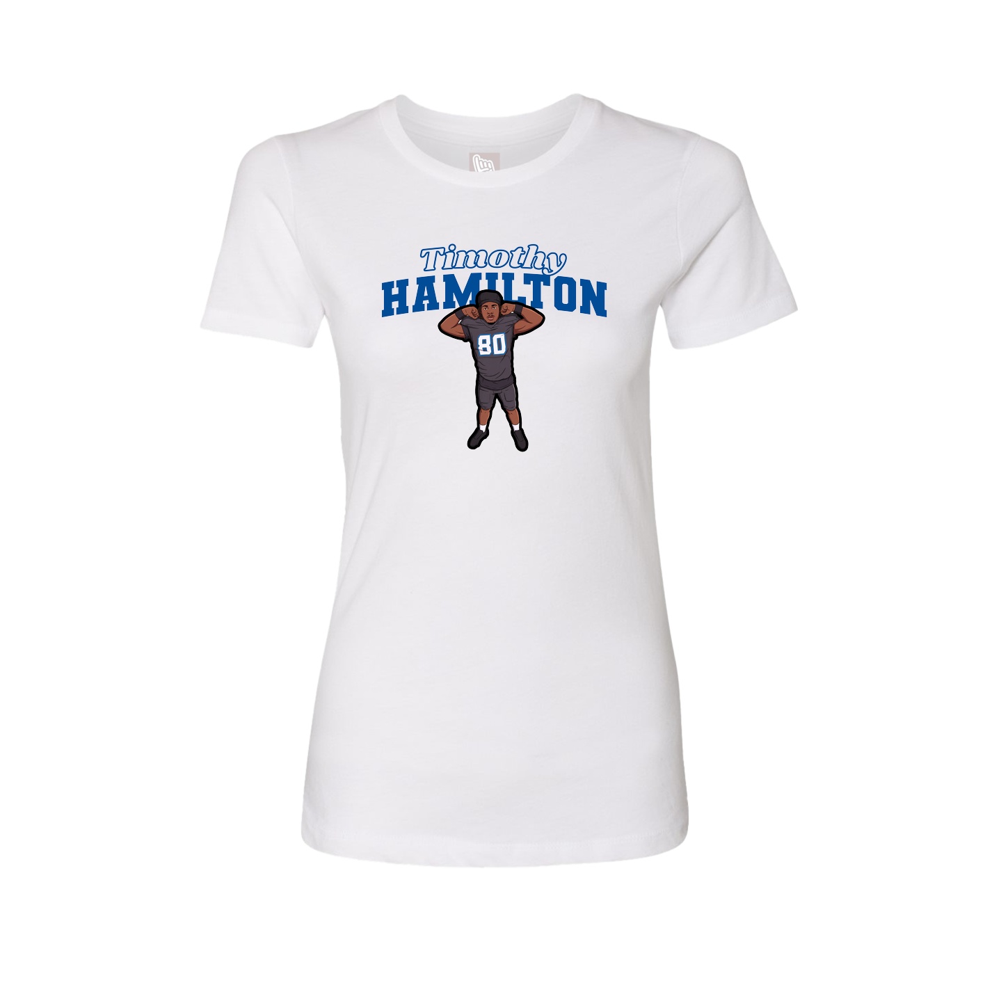 Fitted Women's Tee — Name Arch in White