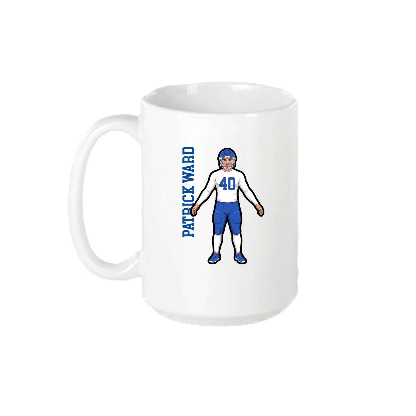 15oz Coffee Mug — Name Vertical in White