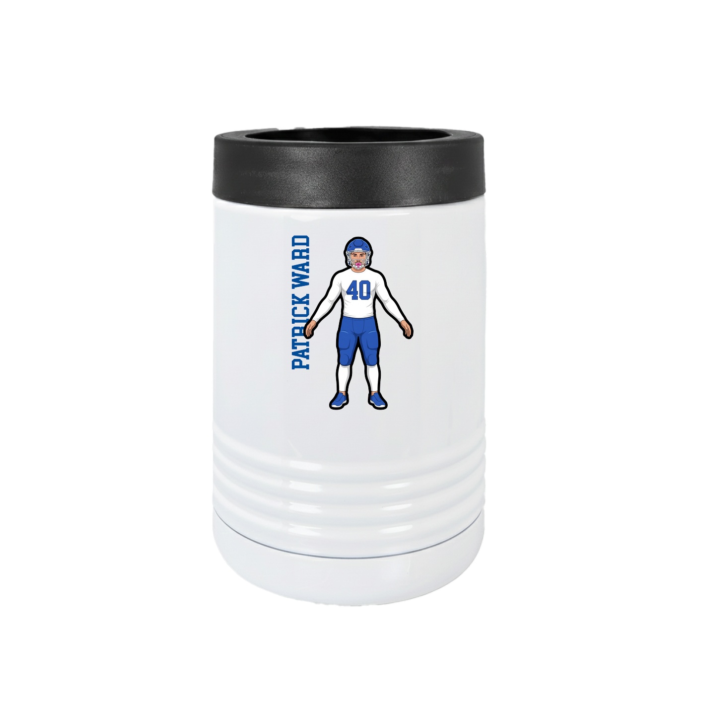 Beverage Holder — Name Vertical in White