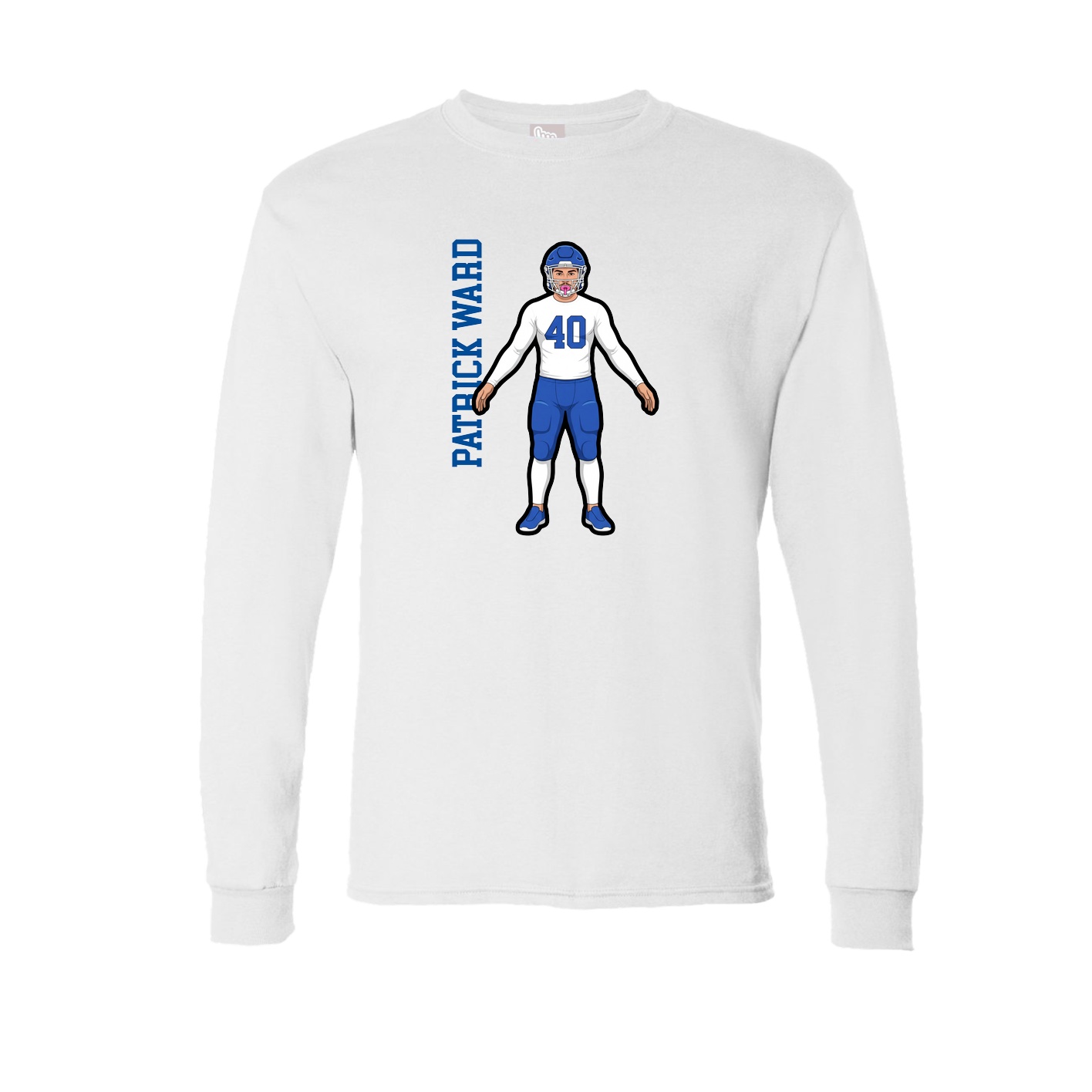 Long Sleeve Tee — Name Vertical in White
