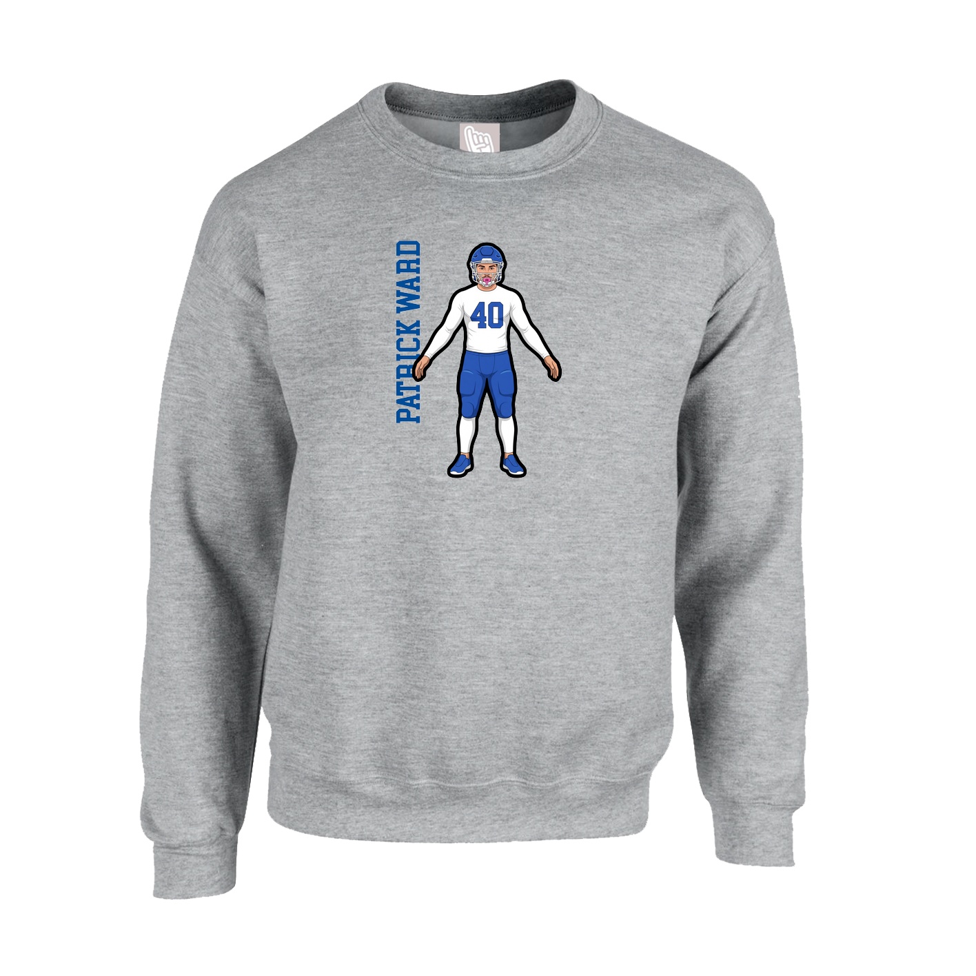Fleece Crew — Name Vertical in Grey