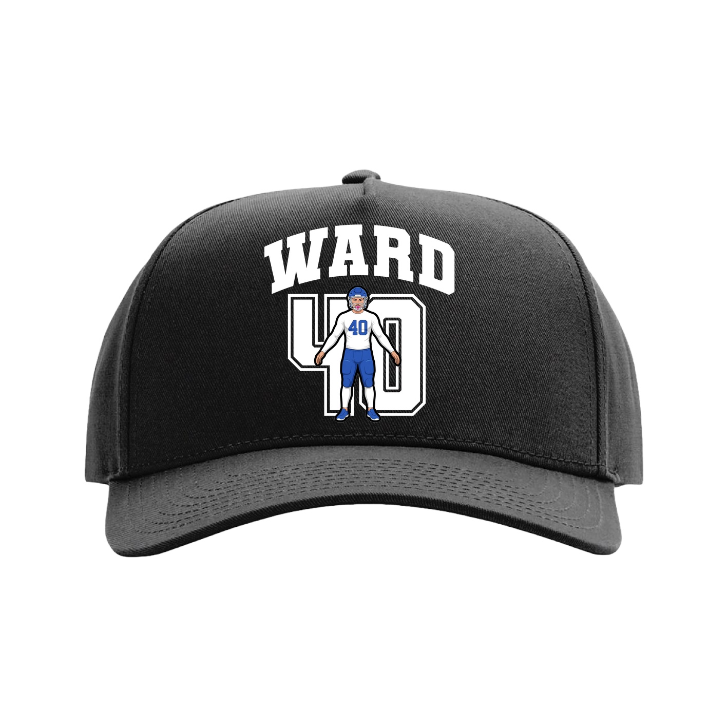 Full Fabric Five-Panel Champ Cap — Number in Black