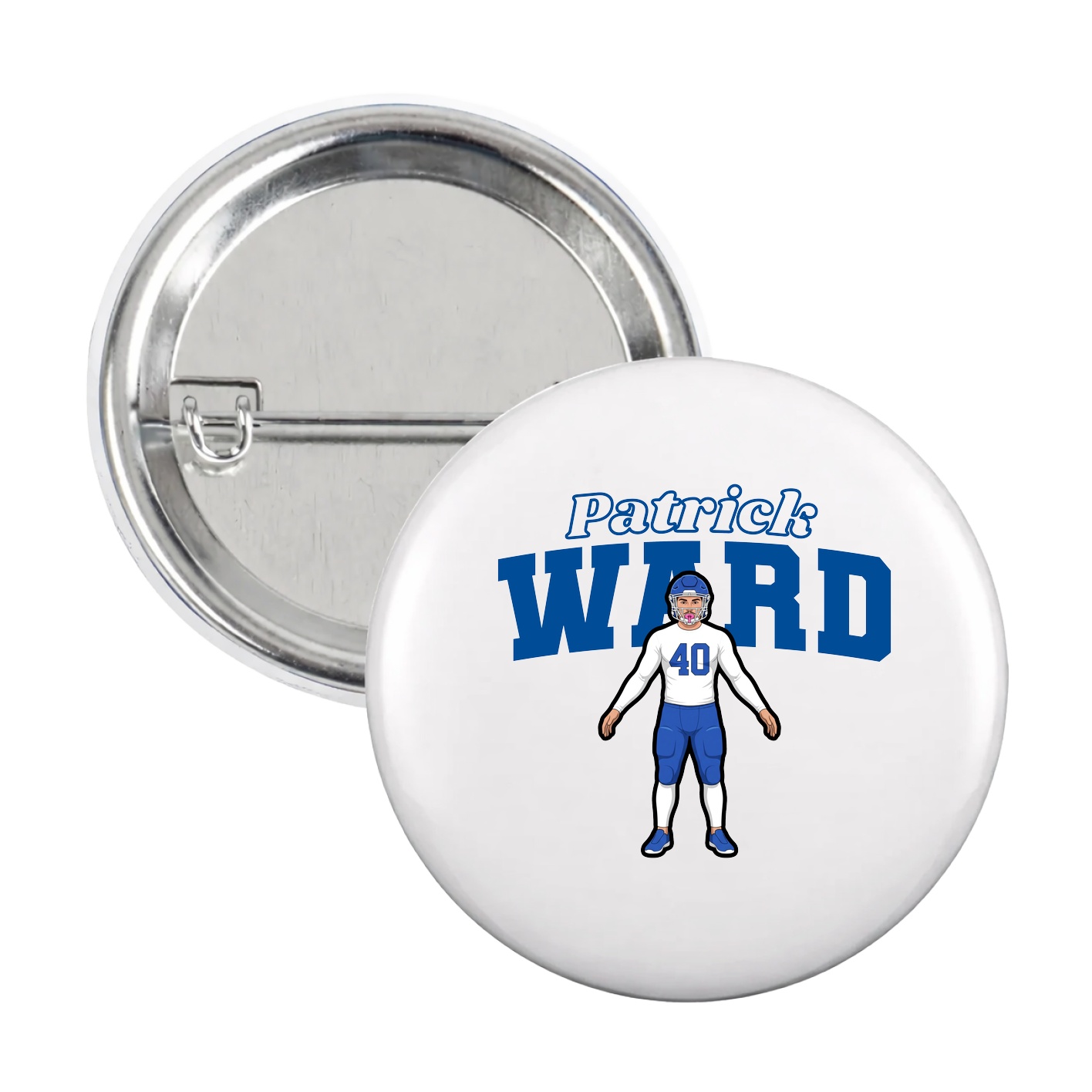 Game Day Button — Name Arch in White