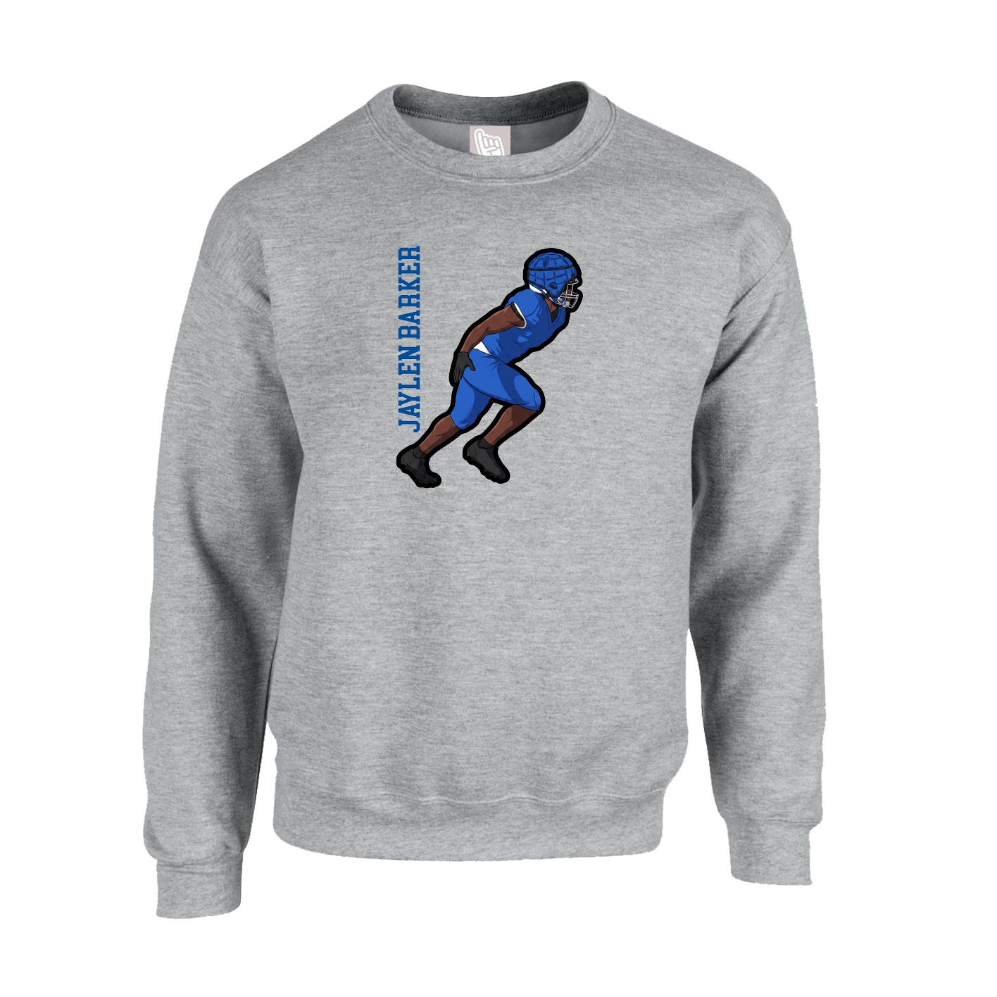 Fleece Crew — Name Vertical in Grey