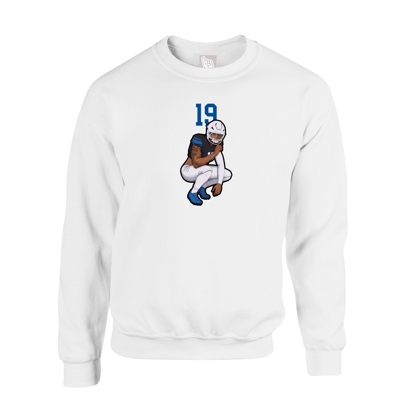 Fleece Crew — Number Top in White