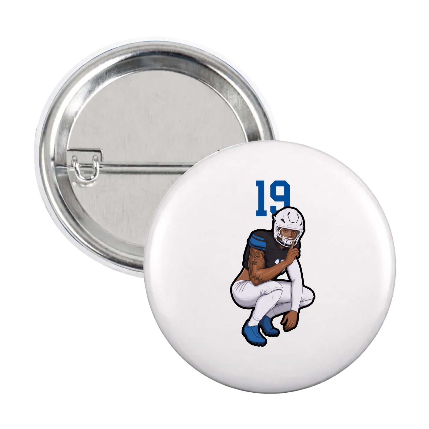 Game Day Button — Number Top in White