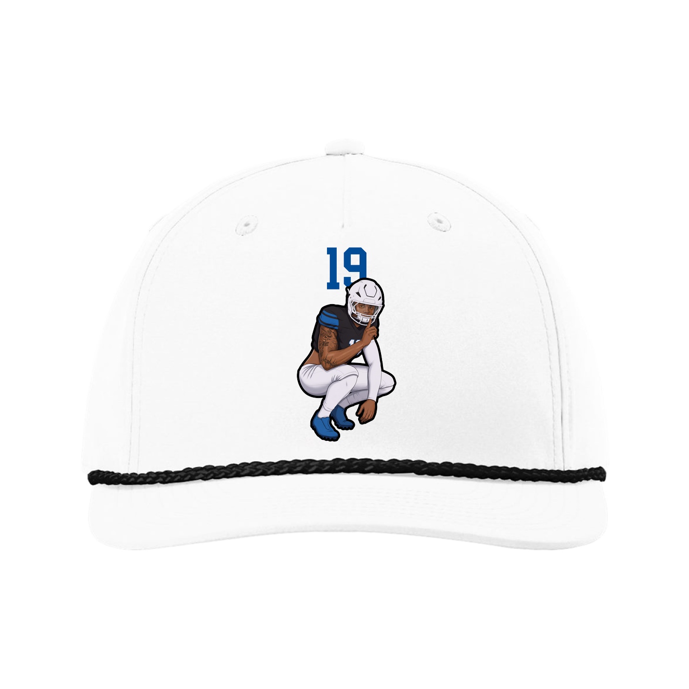 Five-Panel Classic Rope Cap — Number Top in White