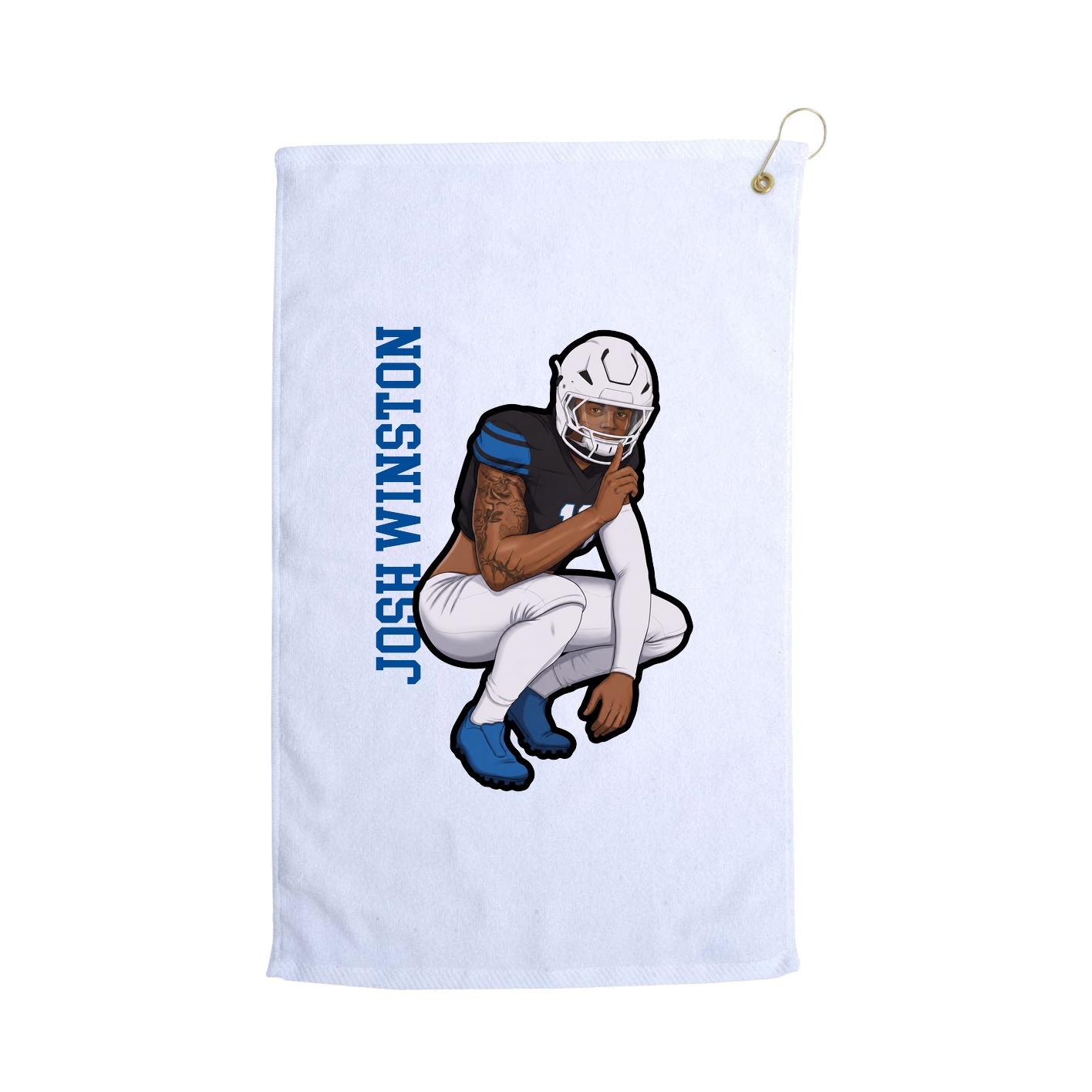 Golf Towel — Name Vertical in White