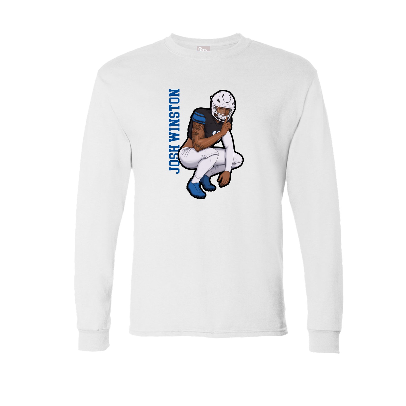 Long Sleeve Tee — Name Vertical in White
