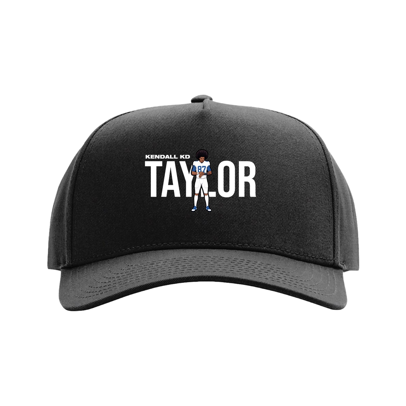 Full Fabric Five-Panel Champ Cap — Player Name in Black