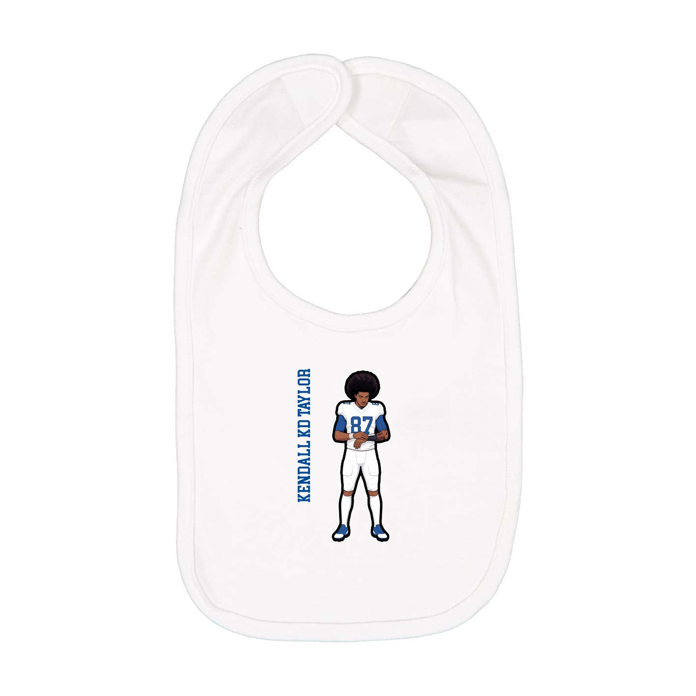 Infant Bib — Name Vertical in White
