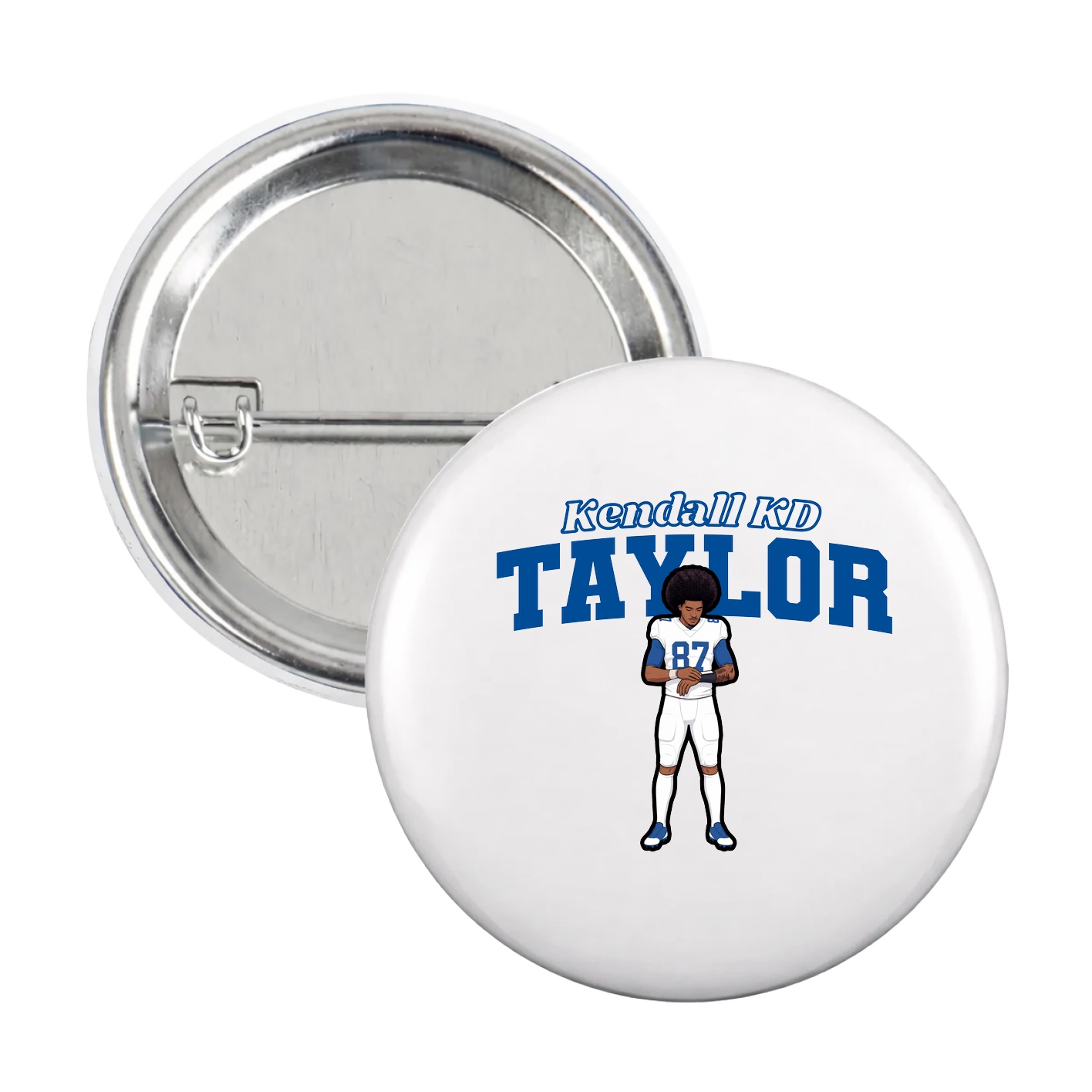 Game Day Button — Name Arch in White