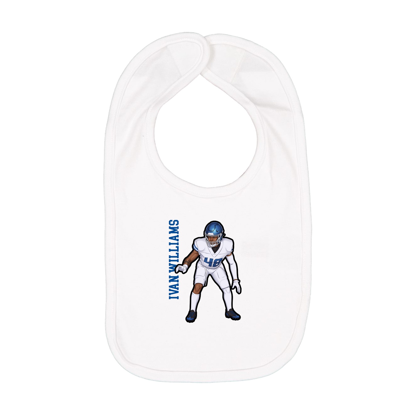 Infant Bib — Name Vertical in White