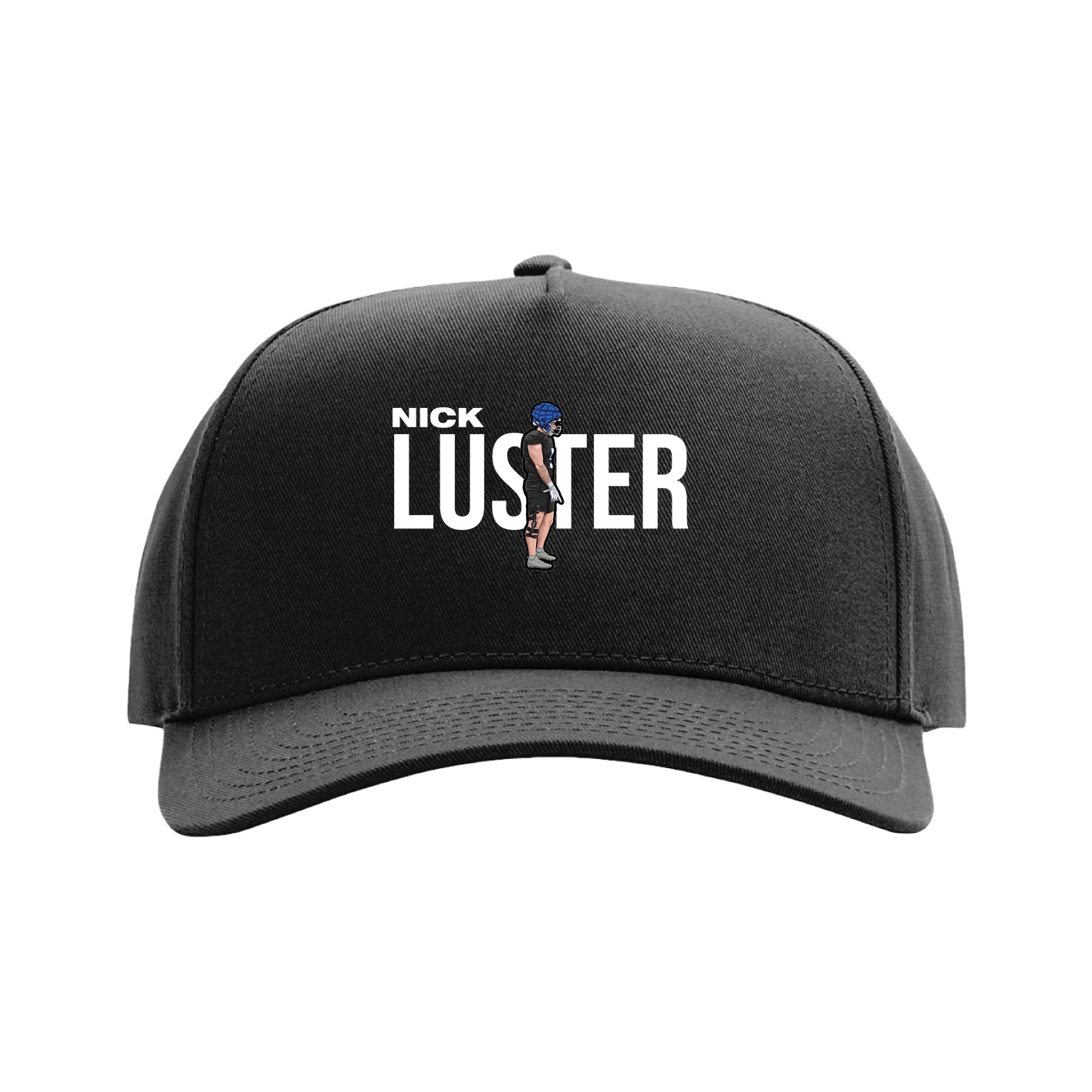 Full Fabric Five-Panel Champ Cap — Player Name in Black