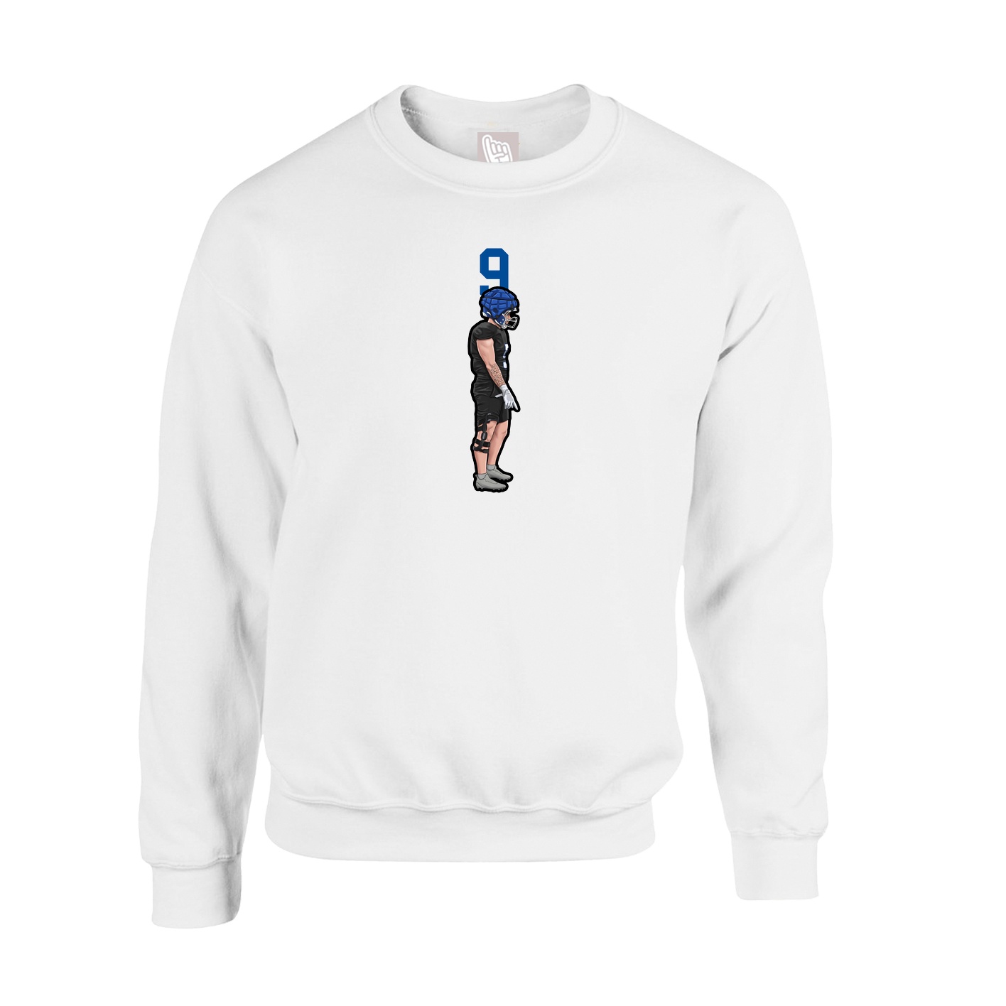 Fleece Crew — Number Top in White