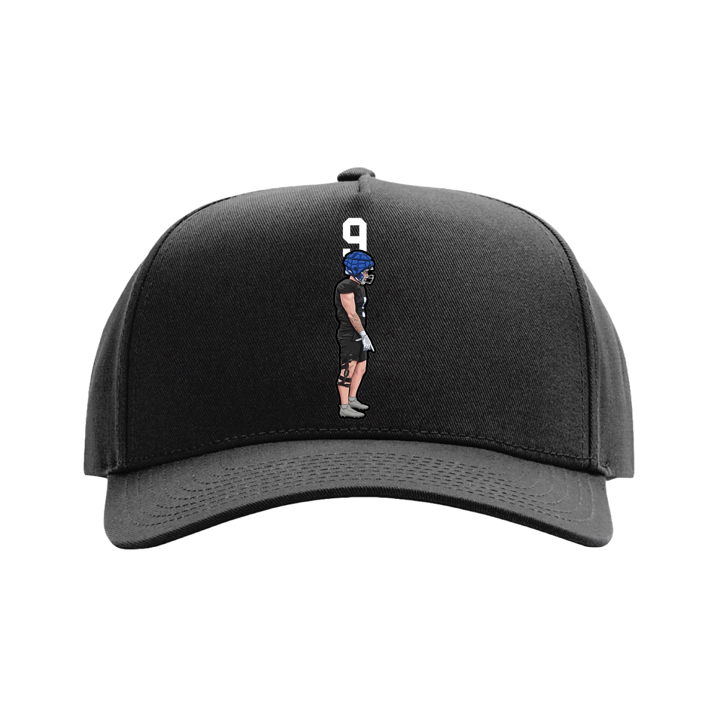 Full Fabric Five-Panel Champ Cap — Number Top in Black