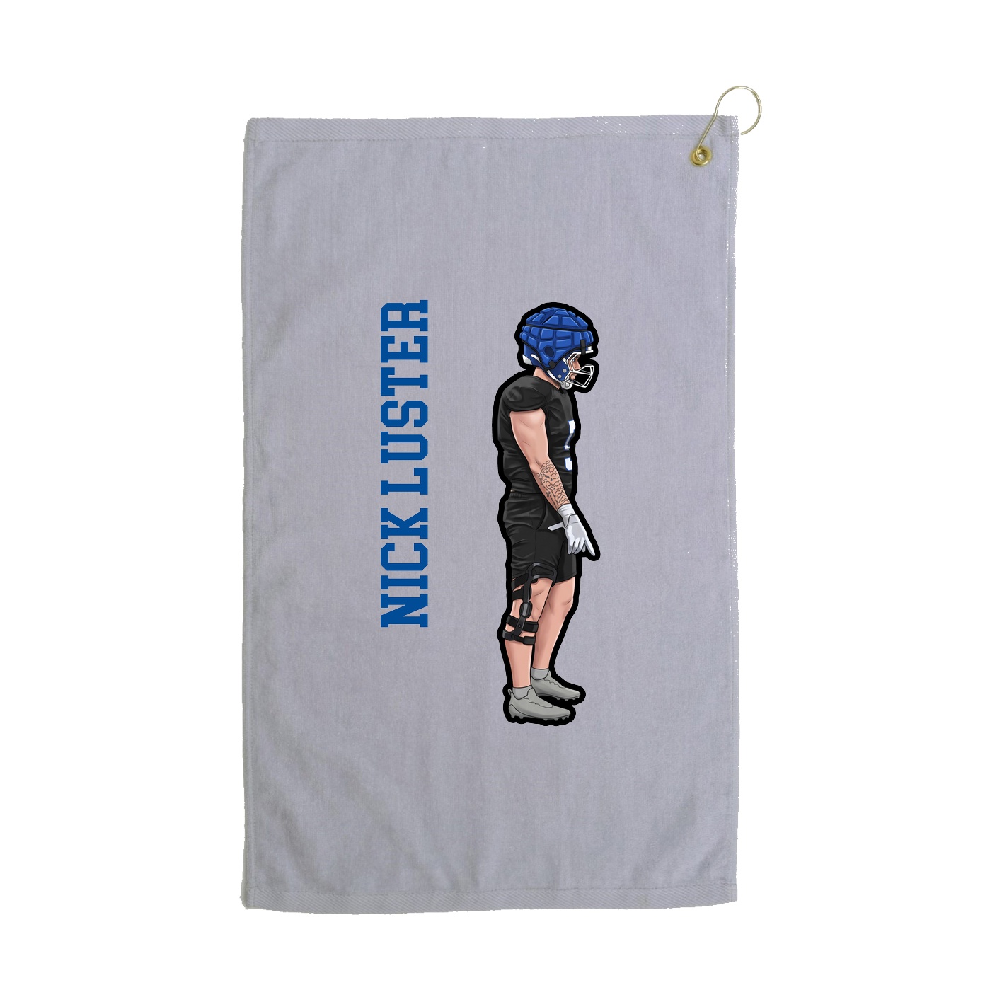 Golf Towel — Name Vertical in Grey