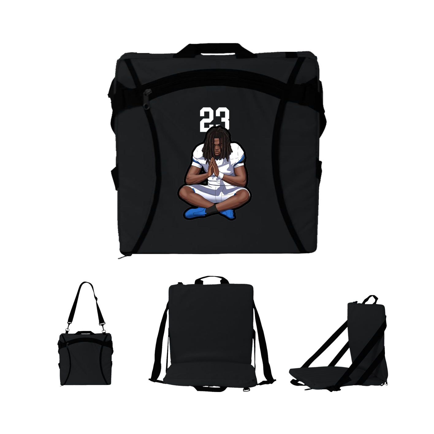 Folding Stadium Seat — Number Top in Black