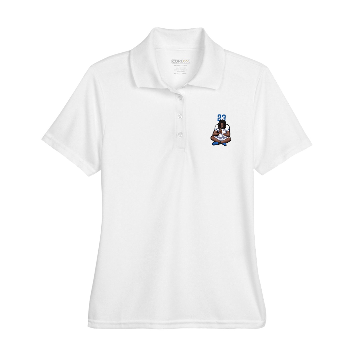Womens Performance Polo — Number Top in White