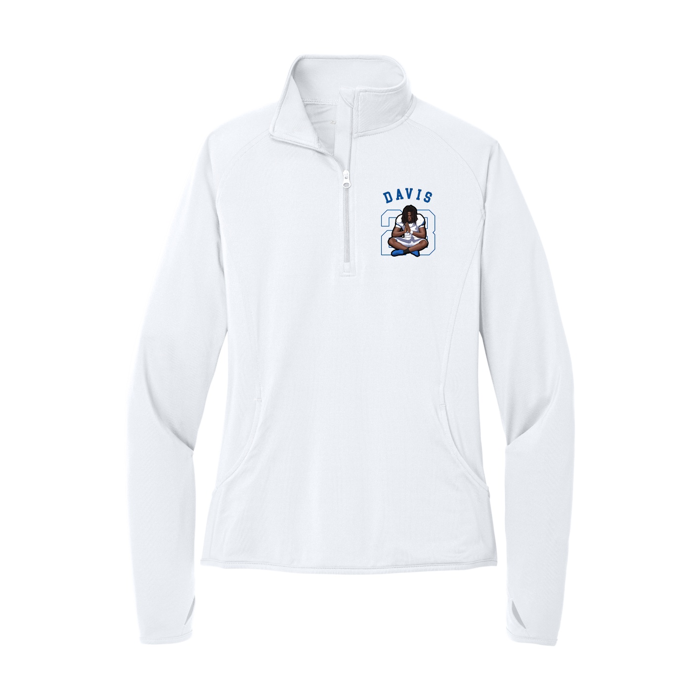 Women's Q-Zip Pullover — Shirsey Arch in White