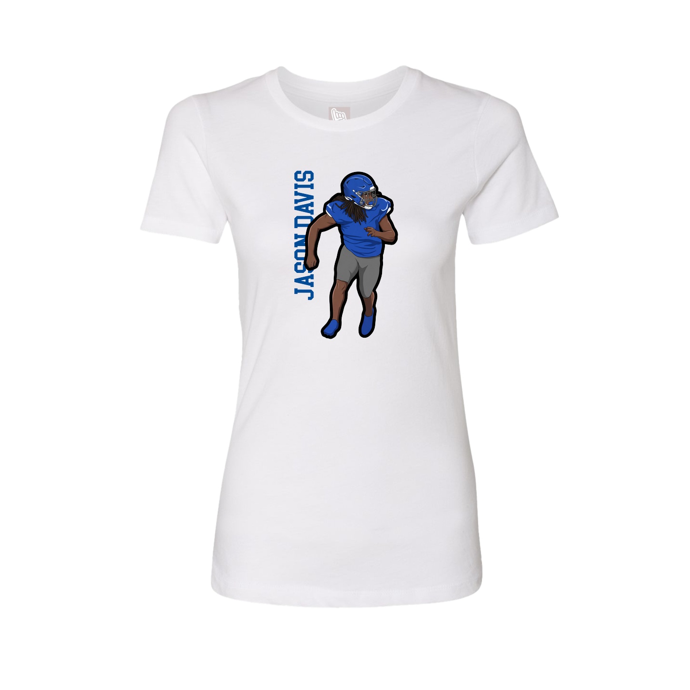 Fitted Women's Tee — Name Vertical in White