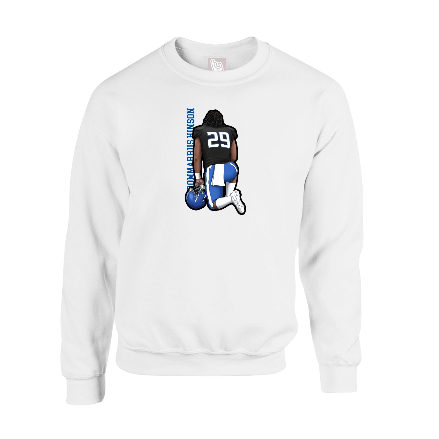 Fleece Crew — Name Vertical in White