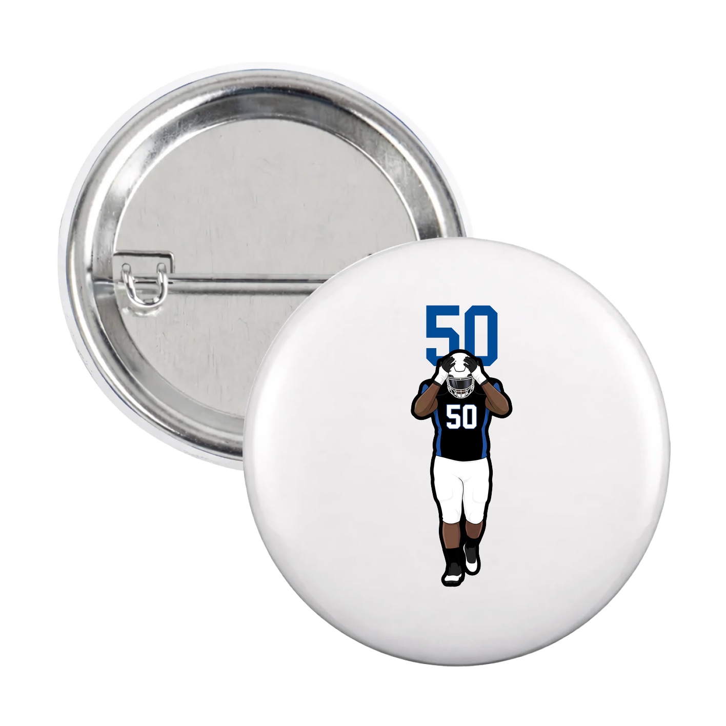 Game Day Button — Number Top in White