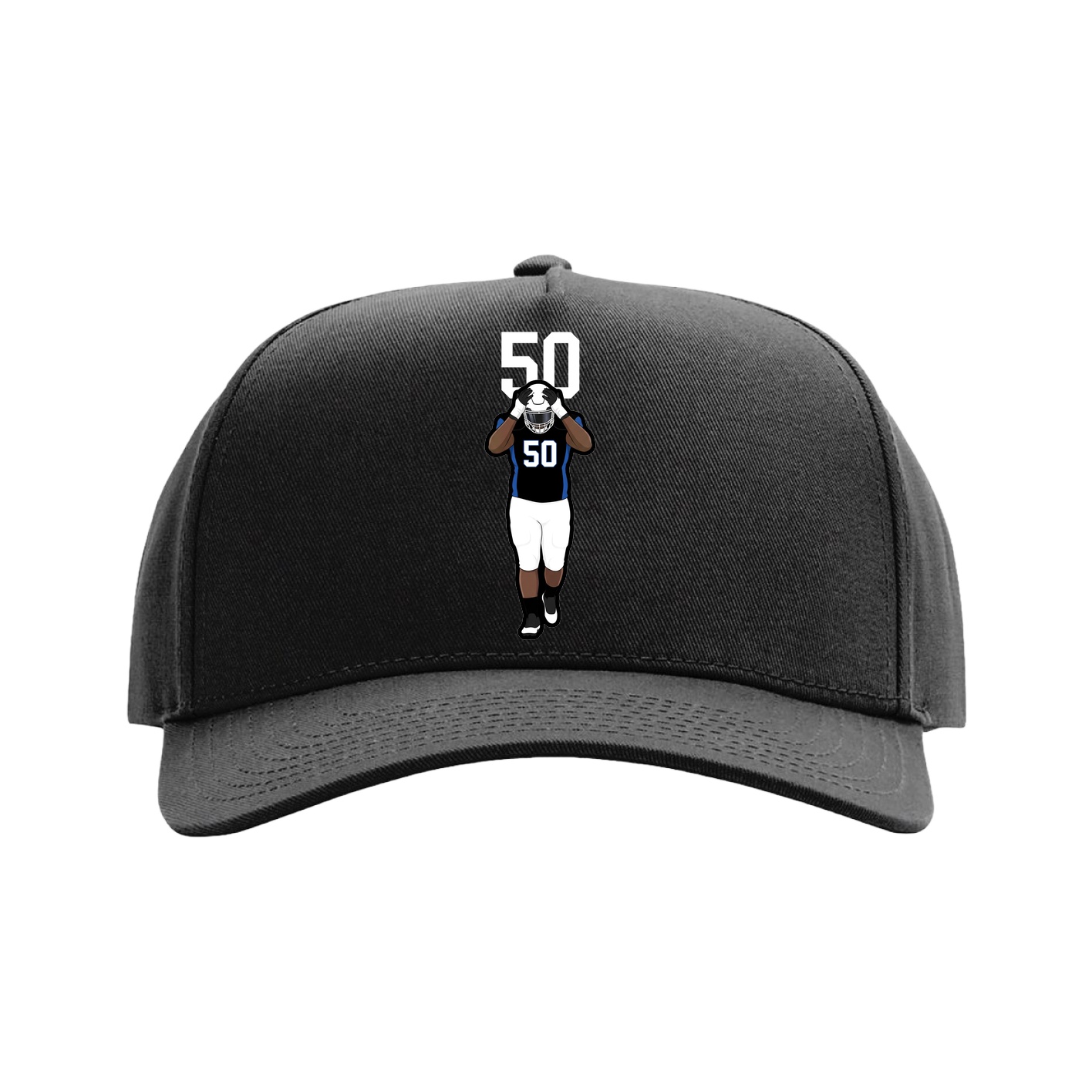 Full Fabric Five-Panel Champ Cap — Number Top in Black