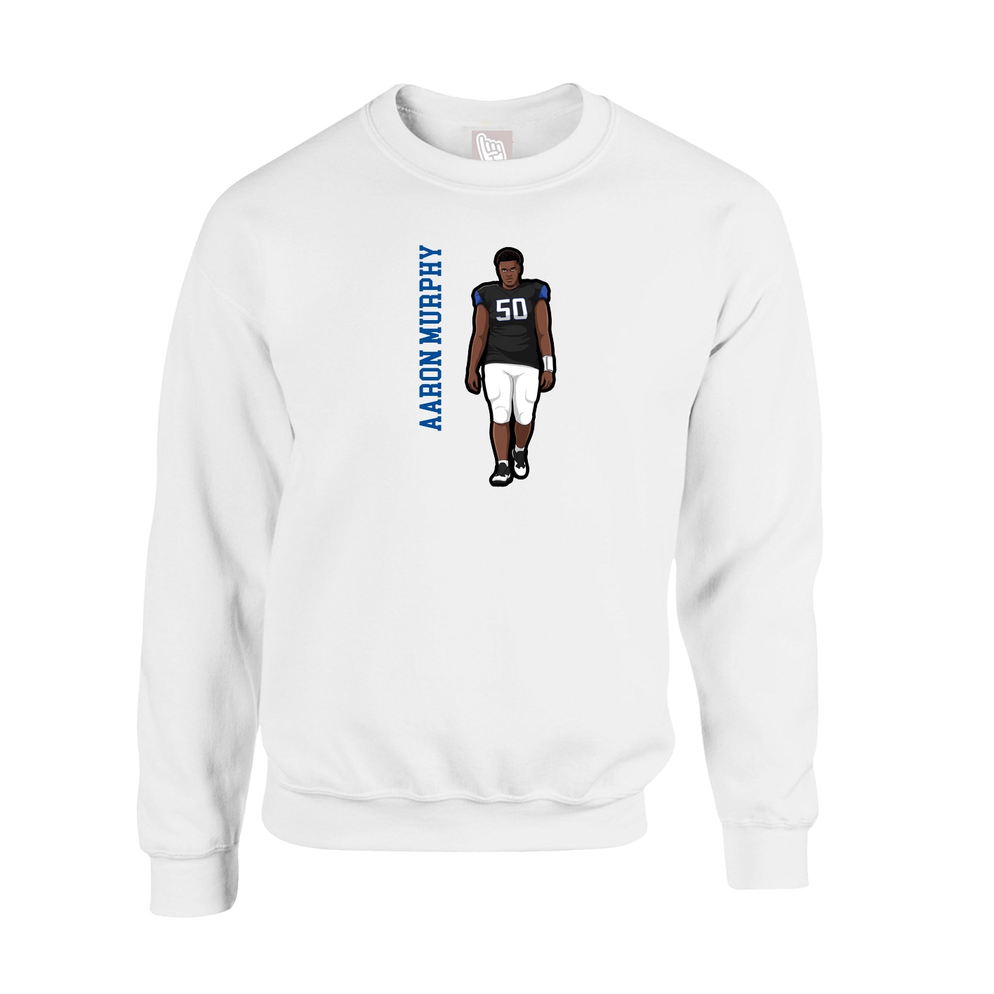 Fleece Crew — Name Vertical in White