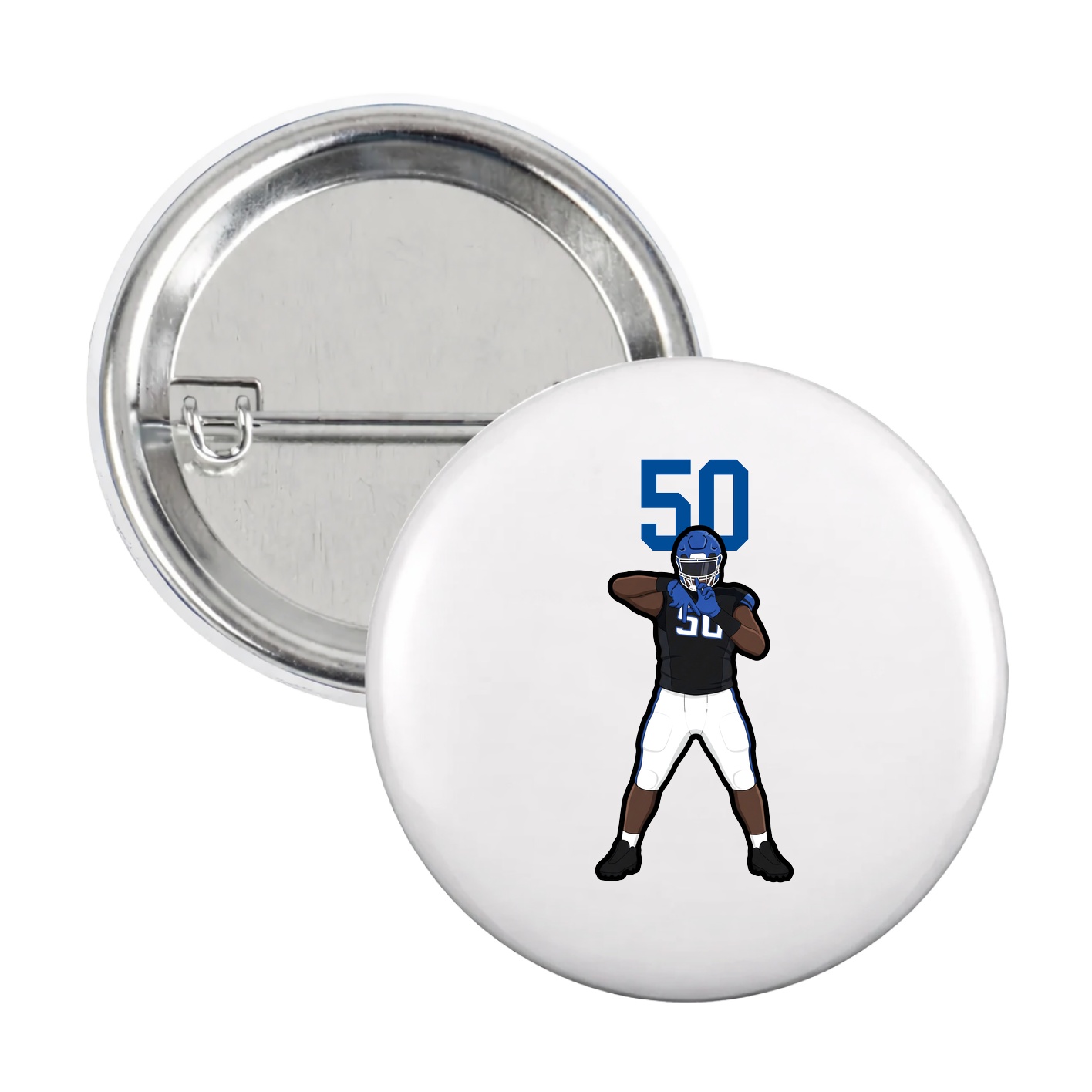 Game Day Button — Number Top in White