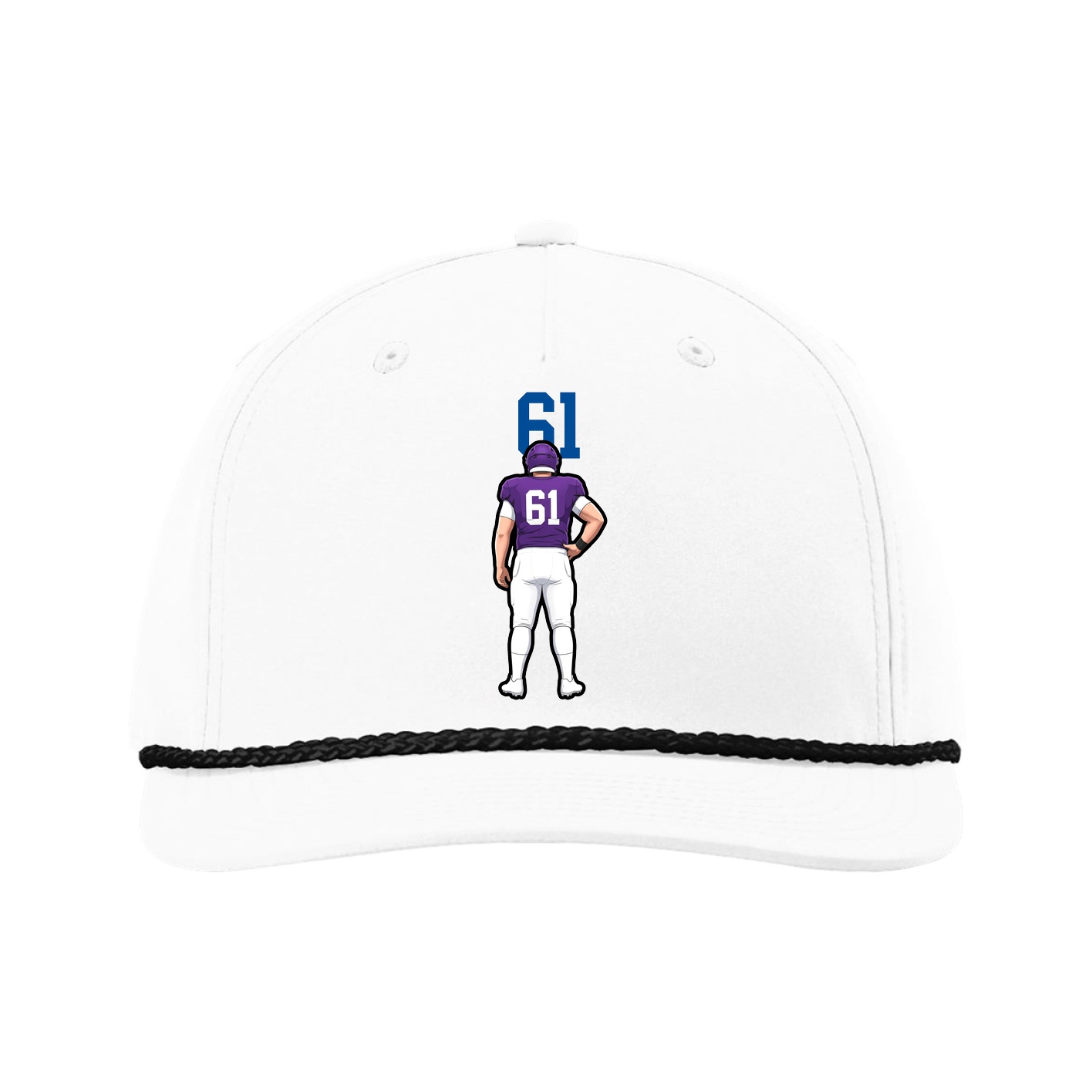 Five-Panel Classic Rope Cap — Number Top in White